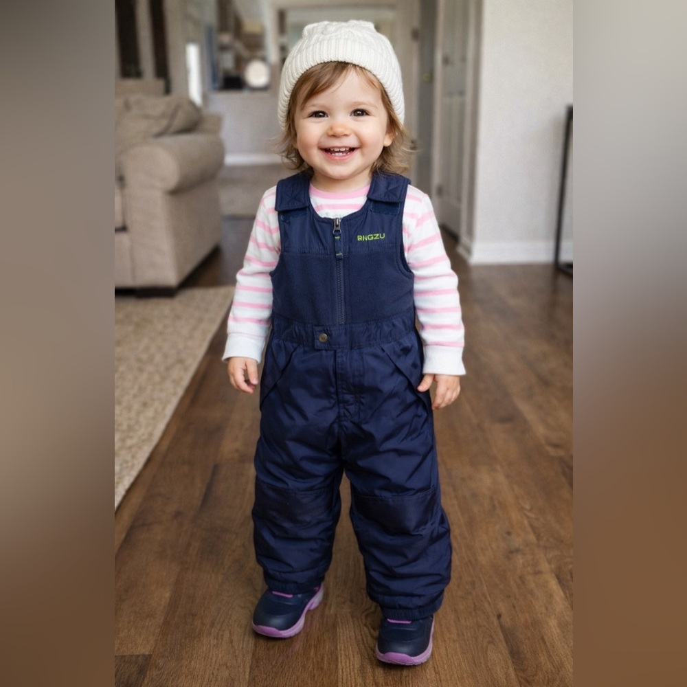 Snozu Toddler Snow Bib 4T Navy Insulated Ski Snow Pants Winter Waterproof EUC